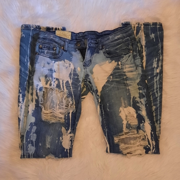 Distressed Machine Splatter Painted Jeans - Picture 14 of 16